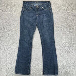 Old Navy Women's Mid-Rise Bootcut Blue Stretch Dark Wash Jeans